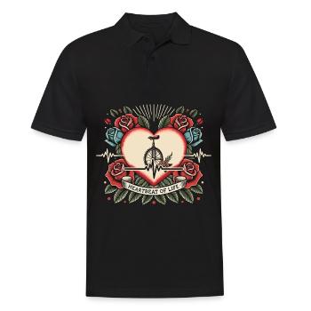 Axolotl Herzschlag Retro Tattoo mit Rosen - Männer Poloshirt - Schwarz - Vorne - Kai (181cm)