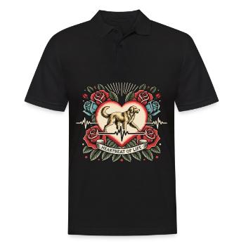 Golden Retriever Herzschlag Tattoo Rosen - Männer Poloshirt - Schwarz - Vorne - Kai (181cm)
