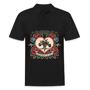 Gleitschirmflieger Herzschlag Tattoo mit Rosen - Männer Poloshirt - Schwarz - Vorne - Kai (181cm)