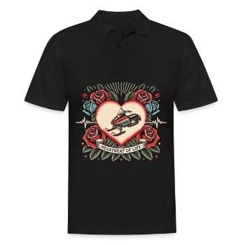 Quad Herzschlag Retro Tattoo mit Rosen - Männer Poloshirt - Schwarz - Vorne - Kai (181cm)