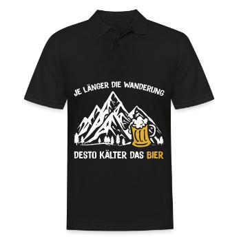 Je länger die Wanderung desto kälter das Bier - Männer Poloshirt - Schwarz - Vorne - Kai (181cm)