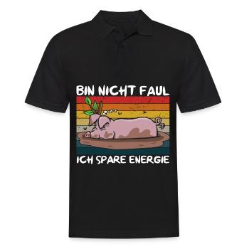 Bin Nicht Faul Ich Spare Energie Hängebauchschwein - Männer Poloshirt - Schwarz - Vorne - Kai (181cm)