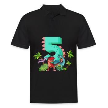 5 Jahre Geburtstag Dinosaurier Dino Ich bin 5 - Männer Poloshirt - Schwarz - Vorne - Kai (181cm)