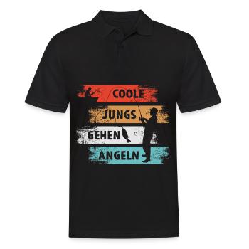 Cool Guys Go Fishing Angler - Men's Polo Shirt - black - Front - Kai (181cm)
