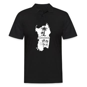 Île de Sardaigne avec palmiers, mer et voilier - Polo Homme - noir - Devant - Kai (181cm)