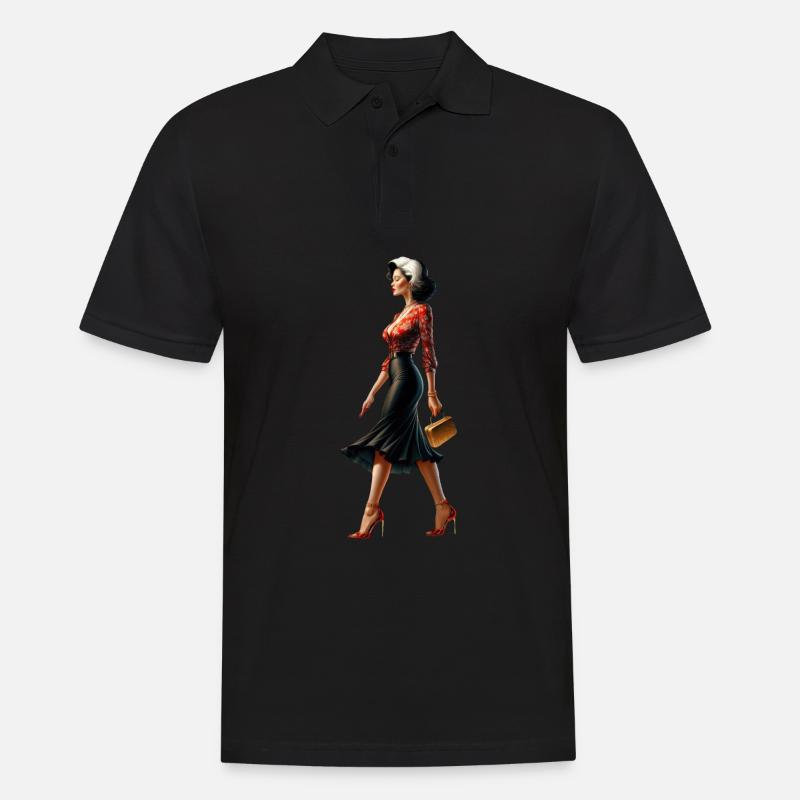 Retro-Chic-Eleganz - Männer Poloshirt - Schwarz