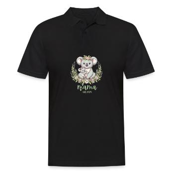 Mama Est. 2024 Koala Cuddle Floral Wreath New Mom - Männer Poloshirt - Schwarz - Vorne - Kai (181cm)