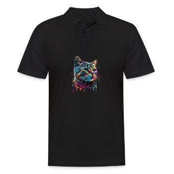 Colorful American Shorthair Cat Gaze - Männer Poloshirt - Schwarz - Vorne - Kai (181cm)