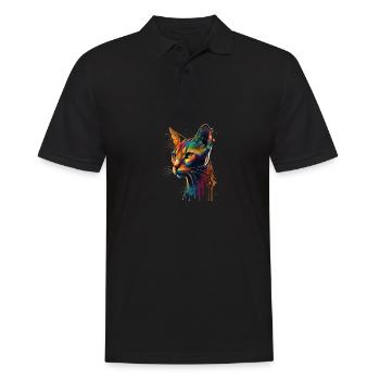 Abyssinian Cat Colorful Gaze - Männer Poloshirt - Schwarz - Vorne - Kai (181cm)