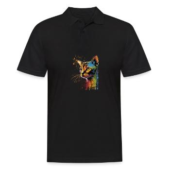 Abyssinian Cat Colorful Gaze - Männer Poloshirt - Schwarz - Vorne - Kai (181cm)