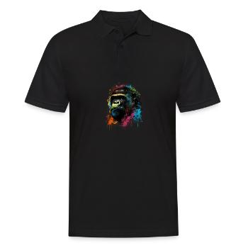 Colorful Gorilla Splash Art Expression - Männer Poloshirt - Schwarz - Vorne - Kai (181cm)