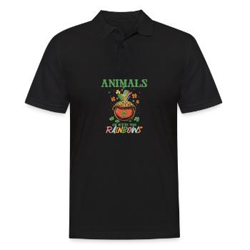 Animals Are Better Than Rainbows St Patricks Day - Men's Polo Shirt - black - Front - Kai (181cm)