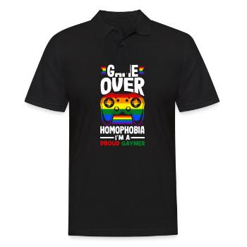 Jeu sur l’homophobie - Je suis un fier gaymer - Polo Homme - noir - Devant - Kai (181cm)