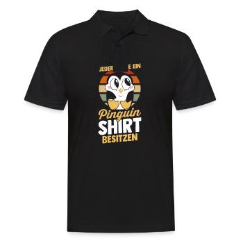 Pinguin - Männer Poloshirt - Schwarz - Vorne - Kai (181cm)