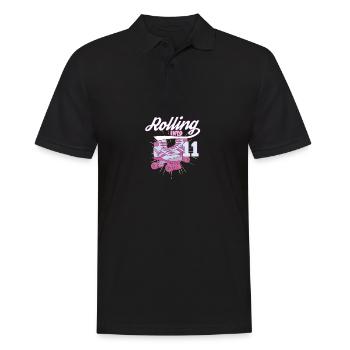 Rolling Into 11 Roller Skating Birthday Party - Men's Polo Shirt - black - Front - Kai (181cm)