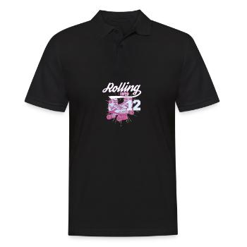 Rolling Into 12 Roller Skating Birthday Party - Men's Polo Shirt - black - Front - Kai (181cm)