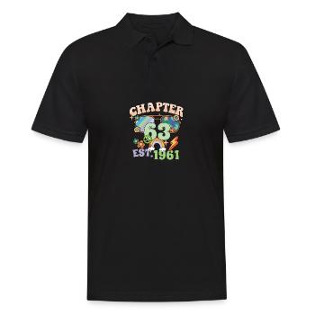 Tournant 63 63e anniversaire rétro thème signe de paix - Polo Homme - noir - Devant - Kai (181cm)