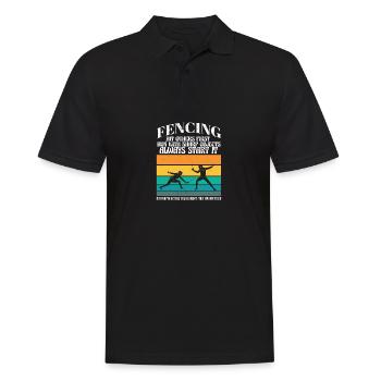 Drôle Escrime Athlète Entraîneur Sports De Combat Épée - Polo Homme - noir - Devant - Kai (181cm)
