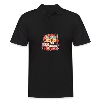 Aimé par Jésus depuis 28 ans 28e anniversaire - Polo Homme - noir - Devant - Kai (181cm)