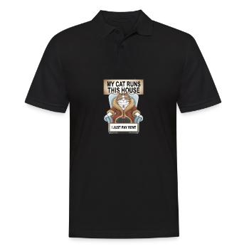 Meine Katze betreibt dieses Haus, ich zahle nur Miete - Männer Poloshirt - Schwarz - Vorne - Kai (181cm)