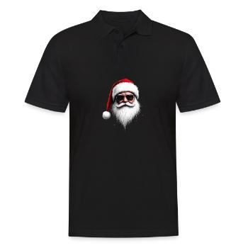 Weihnachtsmann Gesicht Sonnenbrille mit Hut Bart Weihnachten - Männer Poloshirt - Schwarz - Vorne - Kai (181cm)