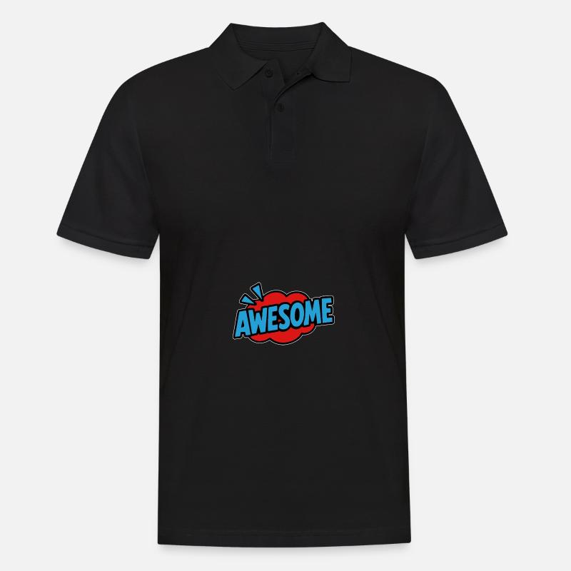 Awesome Retro Schriftzug Comic - Männer Poloshirt - Schwarz