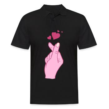 Finger Heart Korean Pop Music Symbole de la main - Polo Homme - noir - Devant - Kai (181cm)