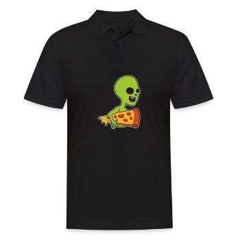 Alien and pizza. Pizza lovers poison - Men's Polo Shirt - black - Front - Kai (181cm)