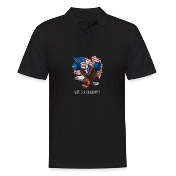 WTF Is A Kilogram??? Patriotic Joke About The - Männer Poloshirt - Schwarz - Vorne - Kai (181cm)