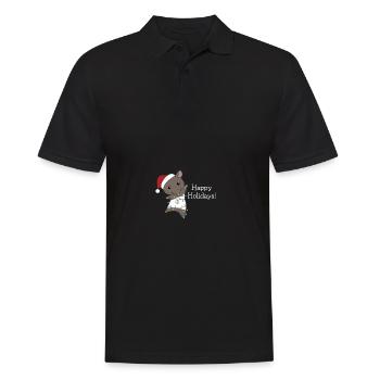 Tapir Noël Tapirs Animaux d’hiver - Polo Homme - noir - Devant - Kai (181cm)