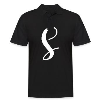 Kalligraphie, Initiale S - Männer Poloshirt - Schwarz - Vorne - Kai (181cm)