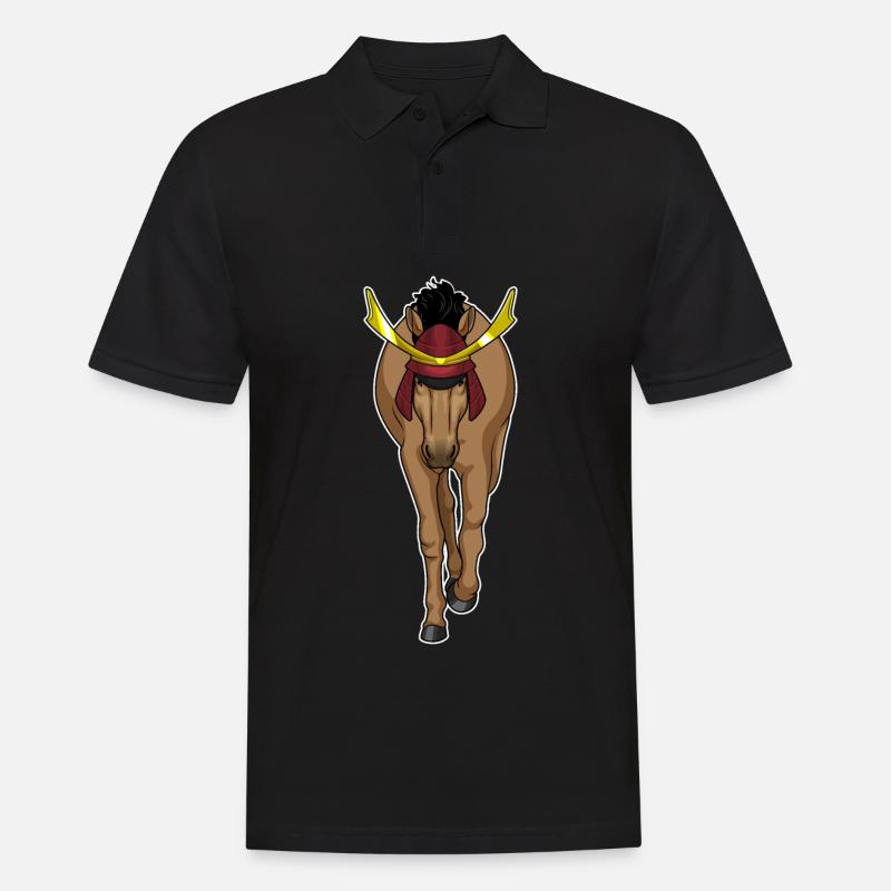 Pferd Samurai Kampfkunst - Männer Poloshirt - Schwarz