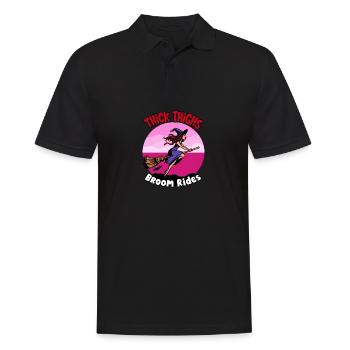 Dicke Oberschenkel Besenreiten Halloween-Spaß - Männer Poloshirt - Schwarz - Vorne - Kai (181cm)