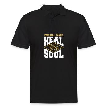 Football Games Heal The Soul Graphic - Men's Polo Shirt - black - Front - Kai (181cm)