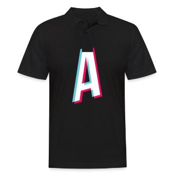 A - Buchstabe A - Männer Poloshirt - Schwarz - Vorne - Kai (181cm)