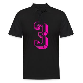Zahl drei - Nummer 3 pink Mädchen Trikotnummer - Männer Poloshirt - Schwarz - Vorne - Kai (181cm)