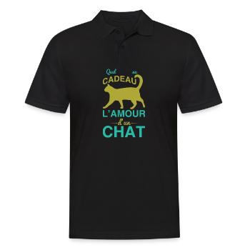 Cadeau l’amour d’un chat - Männer Poloshirt - Schwarz - Vorne - Kai (181cm)
