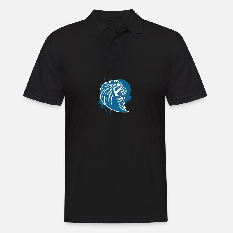 Löwe - Männer Poloshirt - Schwarz