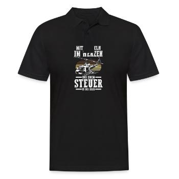 Pilot Flying Aviator Helicopter Helicopter - Men's Polo Shirt - black - Front - Kai (181cm)