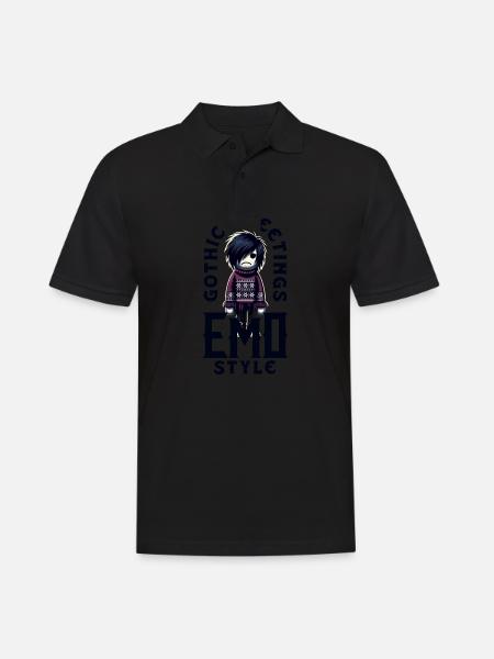 Gothic Greetings in Emo Style Emocore Aesthetic - Men's Polo Shirt - black