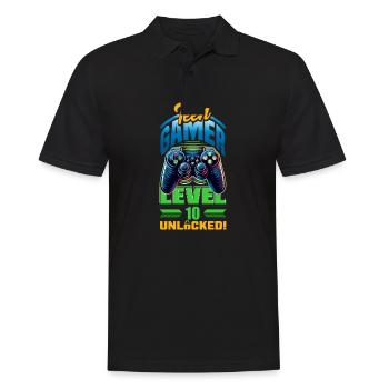 Funny Gamer 10th Birthday Boy Teen Gamer Level 10 - Men's Polo Shirt - black - Front - Kai (181cm)