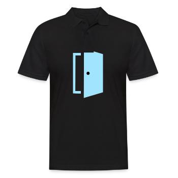 Tür Ausgang Eingang - Männer Poloshirt - Schwarz - Vorne - Kai (181cm)