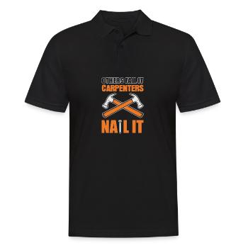 Tischler nageln es Holzarbeiter Geschenk - Männer Poloshirt - Schwarz - Vorne - Kai (181cm)