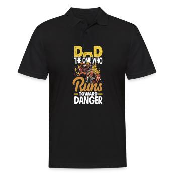 Papa celui qui court vers le danger Pompiers - Polo Homme - noir - Devant - Kai (181cm)
