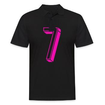 Zahl sieben - Nummer 7 pink Mädchen Trikotnummer - Männer Poloshirt - Schwarz - Vorne - Kai (181cm)