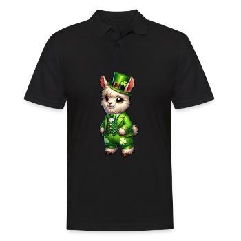 Doux lama Dessin animé de la Saint-Patrick - Polo Homme - noir - Devant - Kai (181cm)