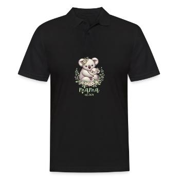 Mama Est. 2024 Koala Cuddle Floral Wreath New Mom - Männer Poloshirt - Schwarz - Vorne - Kai (181cm)