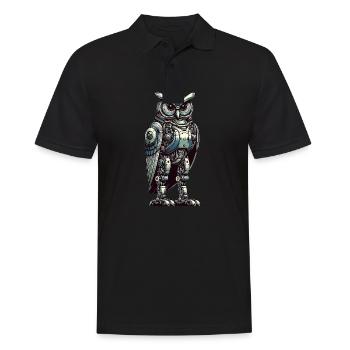 Eule Roboter, Roboter-Eule - Männer Poloshirt - Schwarz - Vorne - Kai (181cm)
