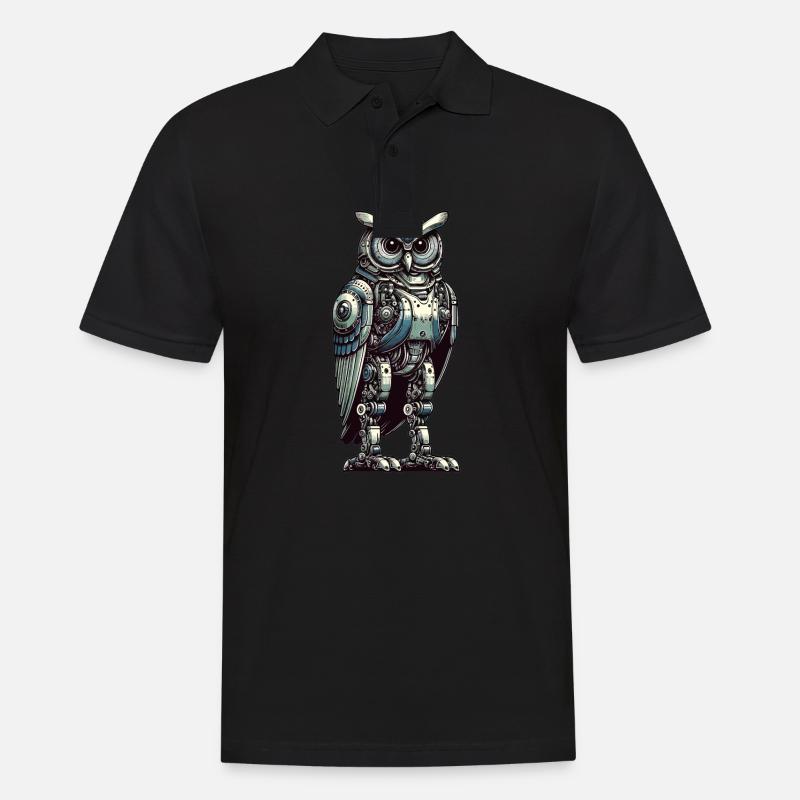 Eule Roboter, Roboter-Eule - Männer Poloshirt - Schwarz
