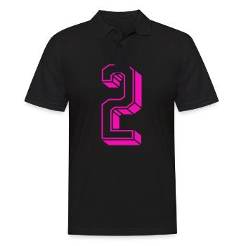 Zahl zwei - Nummer 2 pink Mädchen Trikotnummer - Männer Poloshirt - Schwarz - Vorne - Kai (181cm)